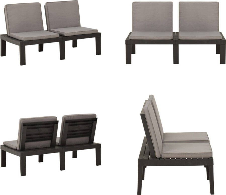 VidaXL Loungebank met kussen kunststof grijs Loungebank Loungebanken Bankje Bankjes
