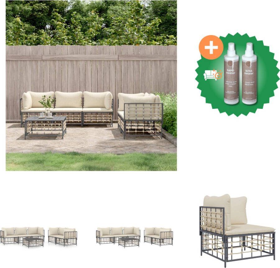 VidaXL Loungebank Modulair Antraciet 72x72x66 cm Weerbestendig Stevig frame Comfortabele zit Stevig tafelblad Modulair ontwerp Montage vereist Loungebank Inclusief Onderhoudsset