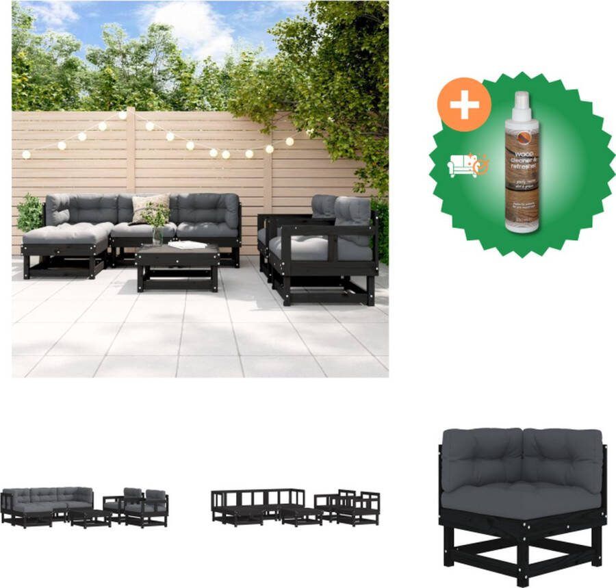 VidaXL Loungebank pine zwart 61x60.5x62cm modulair Tuinset Inclusief Houtreiniger en verfrisser