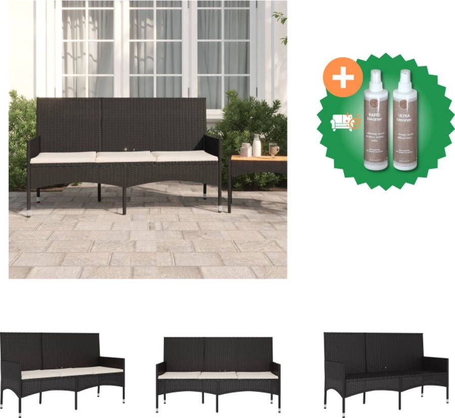 VidaXL Loungebank Poly Rattan 140 x 51 x 85 cm Zwart Comfortabele Kussens Tuinbank Inclusief Onderhoudsset