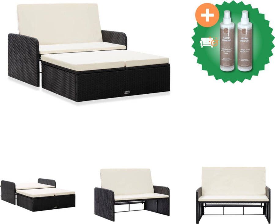 VidaXL Loungebank Rattan Zwart PE 109x85 100x52-80cm met Opbergruimte Tuinset Inclusief Onderhoudsset