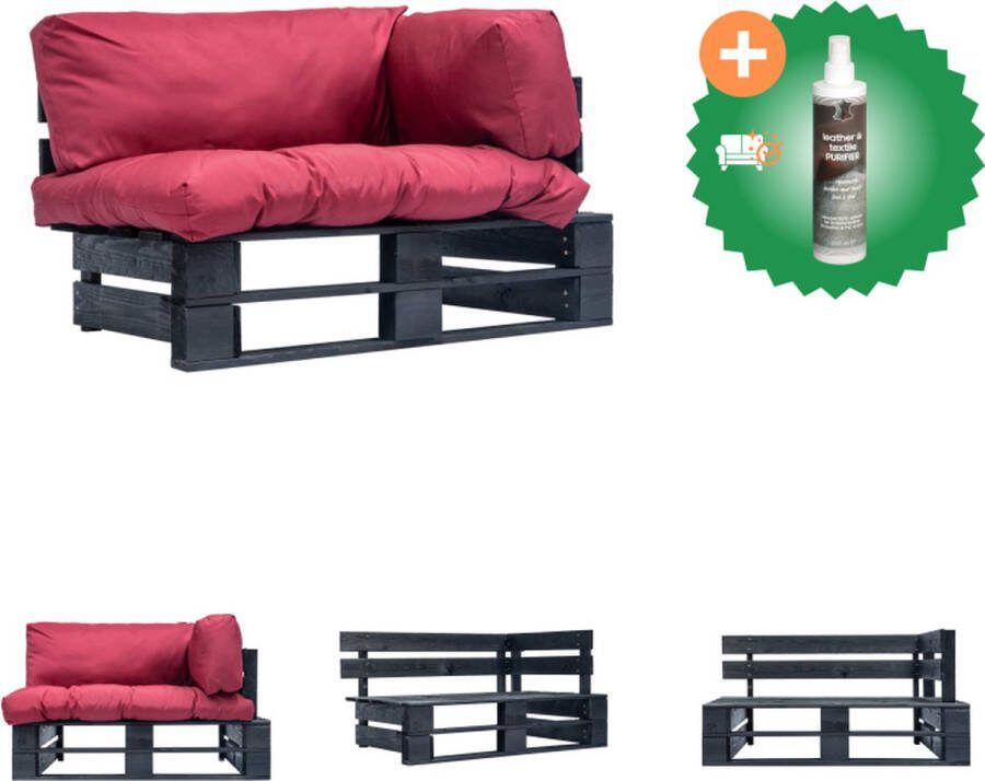 VidaXL Loungebank Tuin 110x66x65 cm Grenenhout Rood kussen Loungebank Inclusief Reiniger
