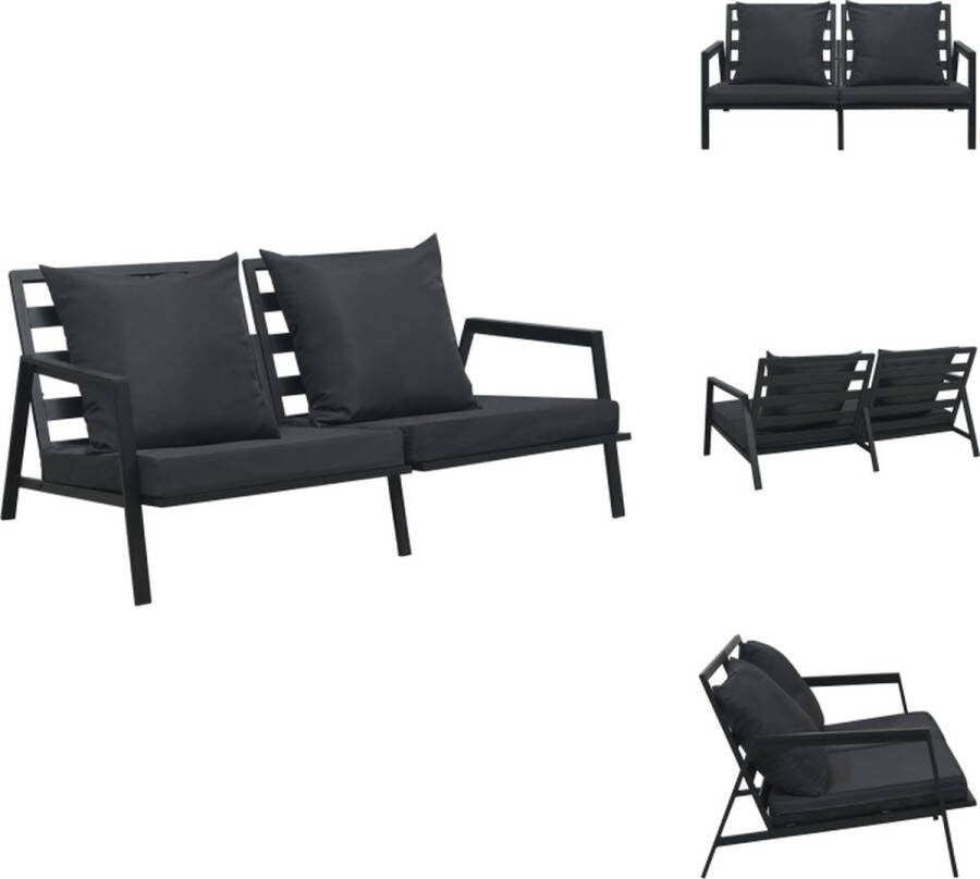 VidaXL Loungebank Zwarte en donkergrijze tweezitsbank van gepoedercoat aluminium en stof (100% polyester) Afmetingen- 151 x 96 x 70 cm Weerbestendig Eenvoudige montage Loungebank