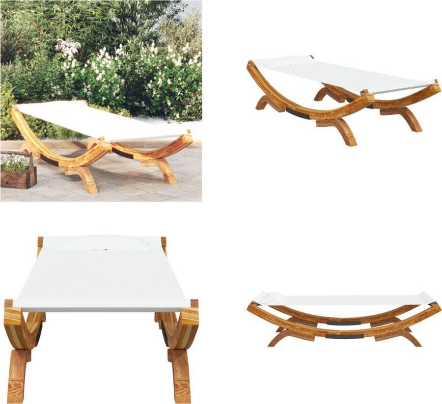 VidaXL Loungebed 100x188-5x44 cm massief gebogen hout crèmekleurig Loungebed Loungebedden Tuinbed Zonnebed