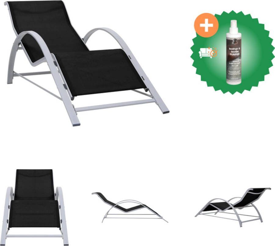 VidaXL Loungebed strandstoelen Afmetingen 167x60x66 cm Kleur zwart Ligbed Inclusief Reiniger