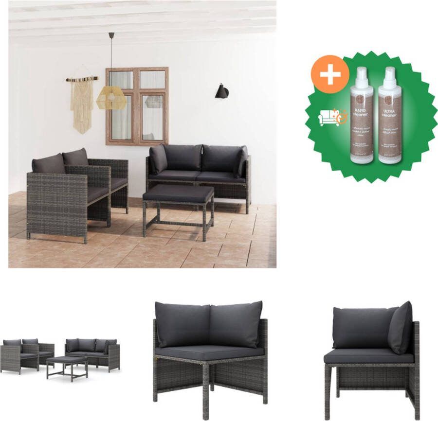 VidaXL Loungehoek poly rattan Hoekbank 60x60x60 cm Eenzitsbank 60x60x60 cm Salontafel 60x60x32 cm Grijs Antraciet Tuinset Inclusief Onderhoudsset