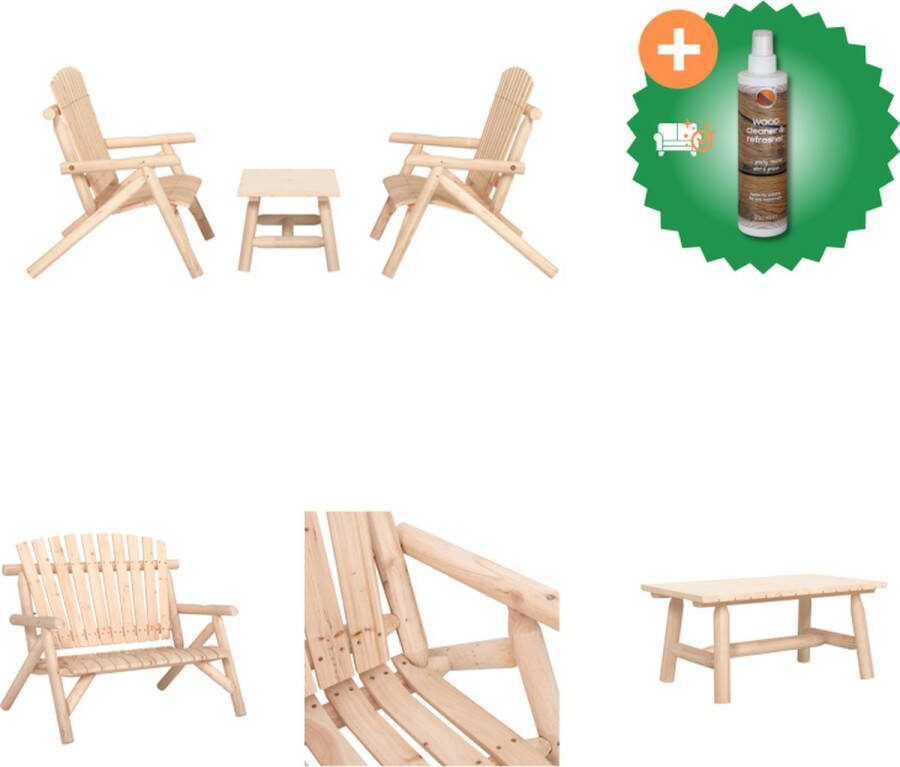 VidaXL Loungeset Adirondack Tuinbank 119 x 85 x 98 cm Salontafel 90 x 50 x 41 cm Massief vurenhout Tuinset Inclusief Houtreiniger en verfrisser