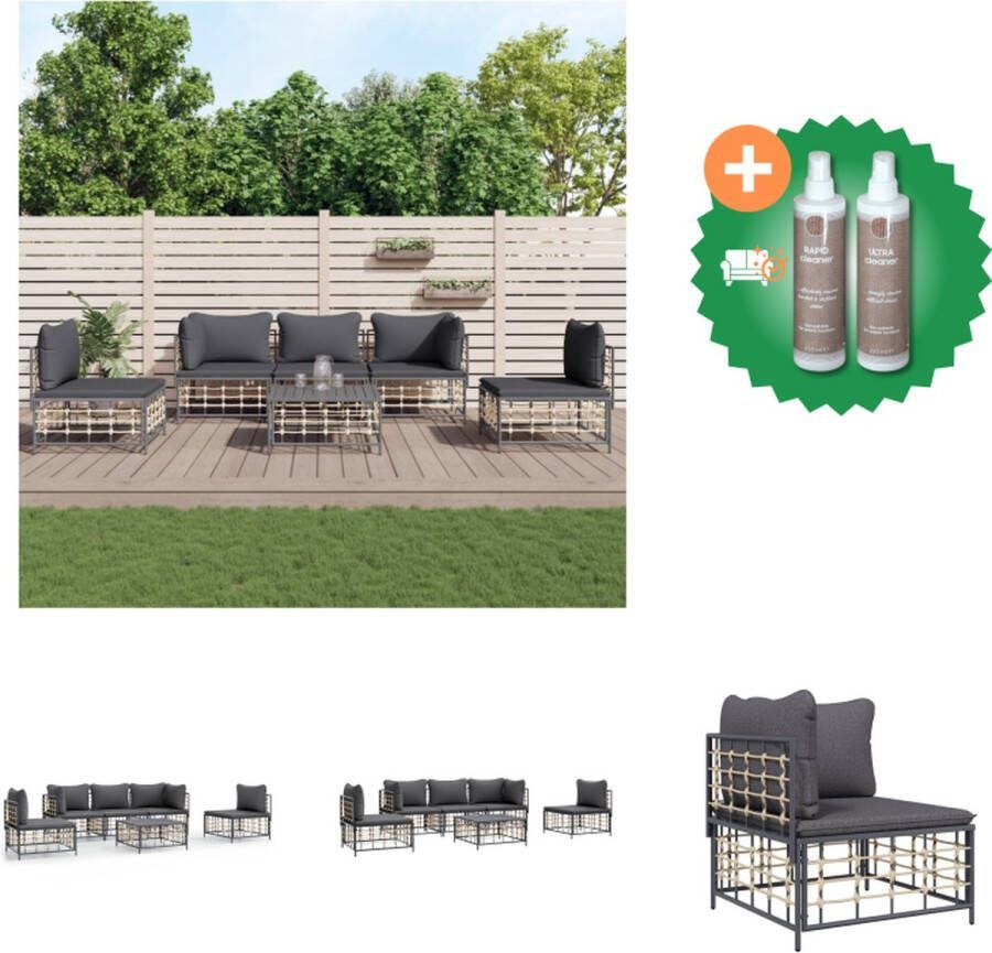 VidaXL loungeset antraciet poly rattan 72 x 72 x 66 cm weerbestendig Loungebank Inclusief Onderhoudsset