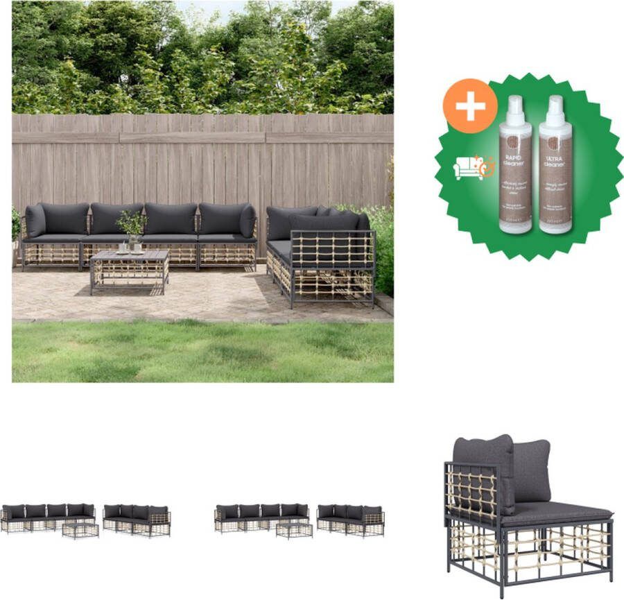 VidaXL Loungeset Antraciet Poly rattan 72 x 72 x 66 cm Weerbestendig materiaal Loungebank Inclusief Onderhoudsset