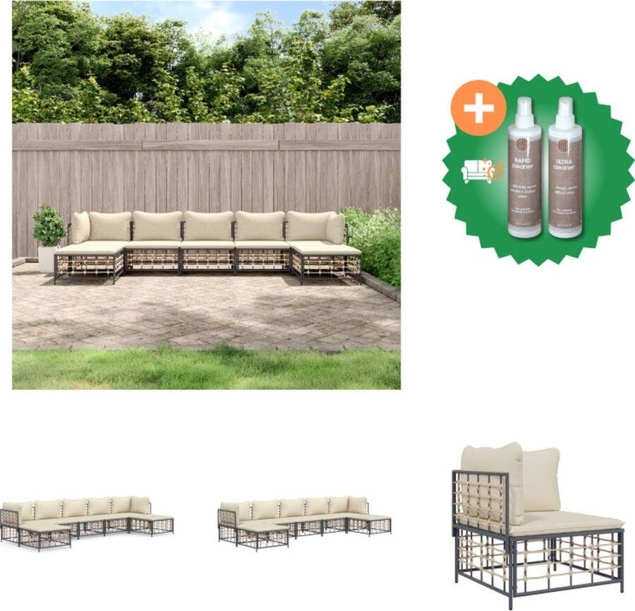 VidaXL Loungeset Antraciet Poly Rattan Hoekbank 72x72x66cm Middenbank 72x70x66cm Voetenbankje 70x70x34cm Loungebank Inclusief Onderhoudsset