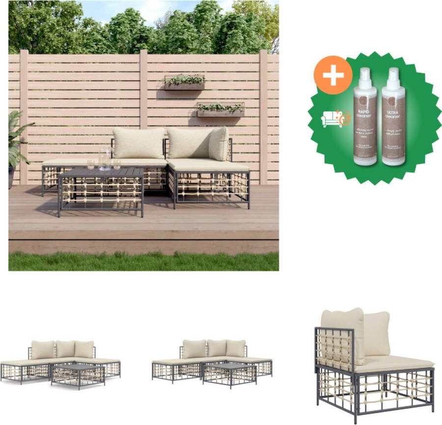 VidaXL loungeset antraciet poly rattan hoekbank 72x72x66cm weerbestendig 110kg draagvermogen comfortabele zitervaring stevig tafelblad modulair ontwerp inclusief kussens Loungebank Inclusief Onderhoudsset
