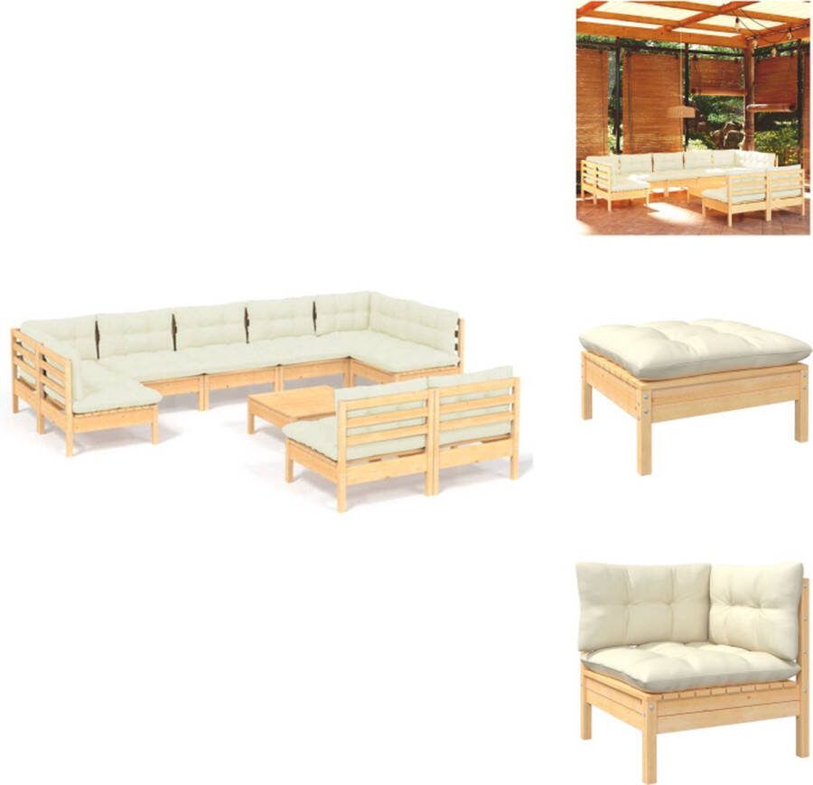 VidaXL Loungeset Grenenhout Hoekbank 63.5x63.5x62.5cm Middenbank 63.5x63.5x62.5cm Voetenbank Tafel 63.5x63.5x28.5cm Tuinset
