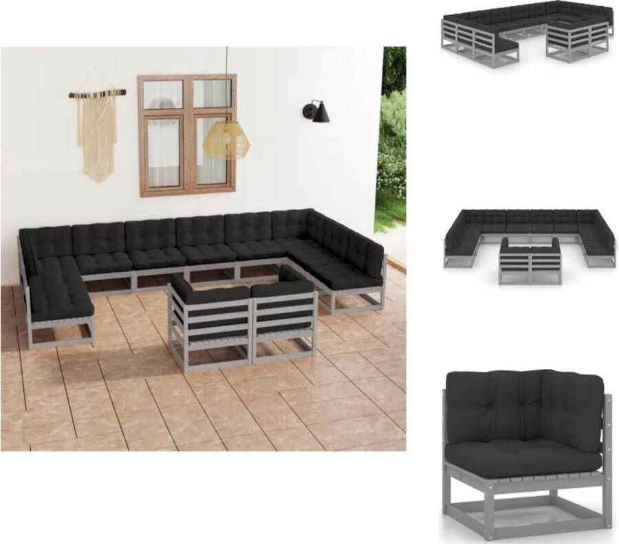 VidaXL Loungeset Grenenhout Hoekbank 70x70x67 cm Grijs springkussen Tuinset