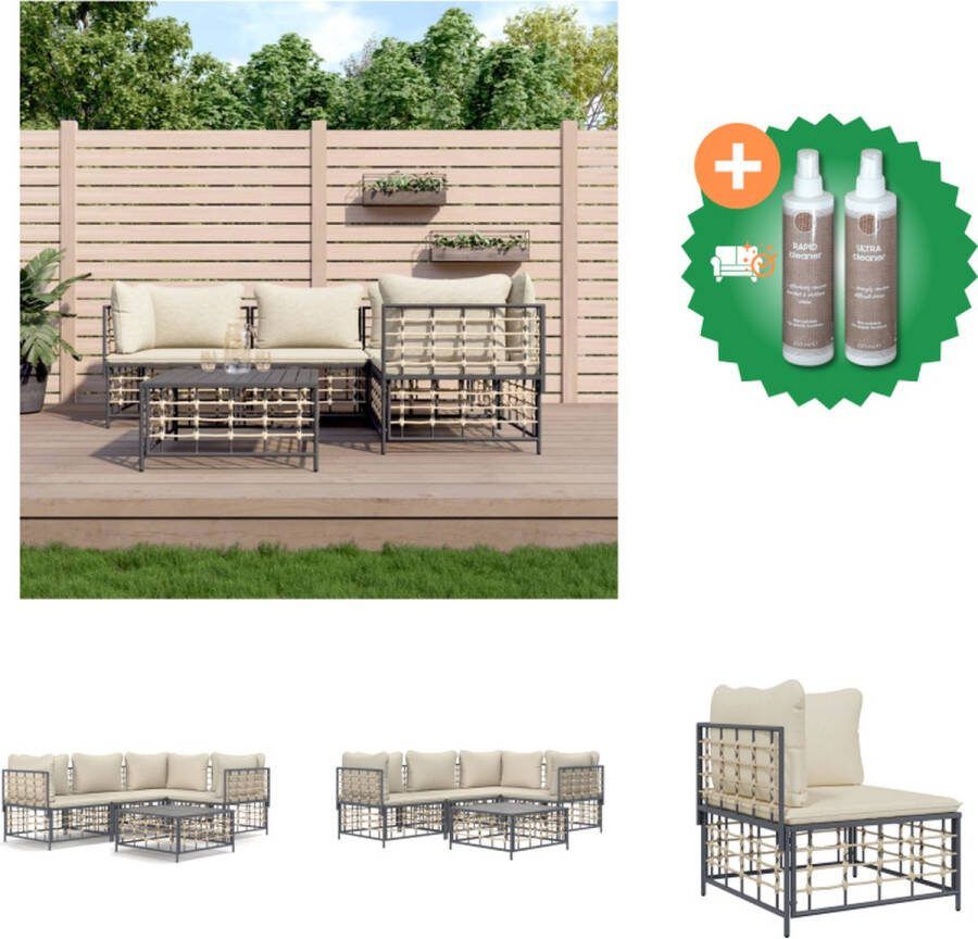 VidaXL Loungeset hoekbank antraciet poly rattan 72 x 72 x 66 cm weerbestendig Loungebank Inclusief Onderhoudsset