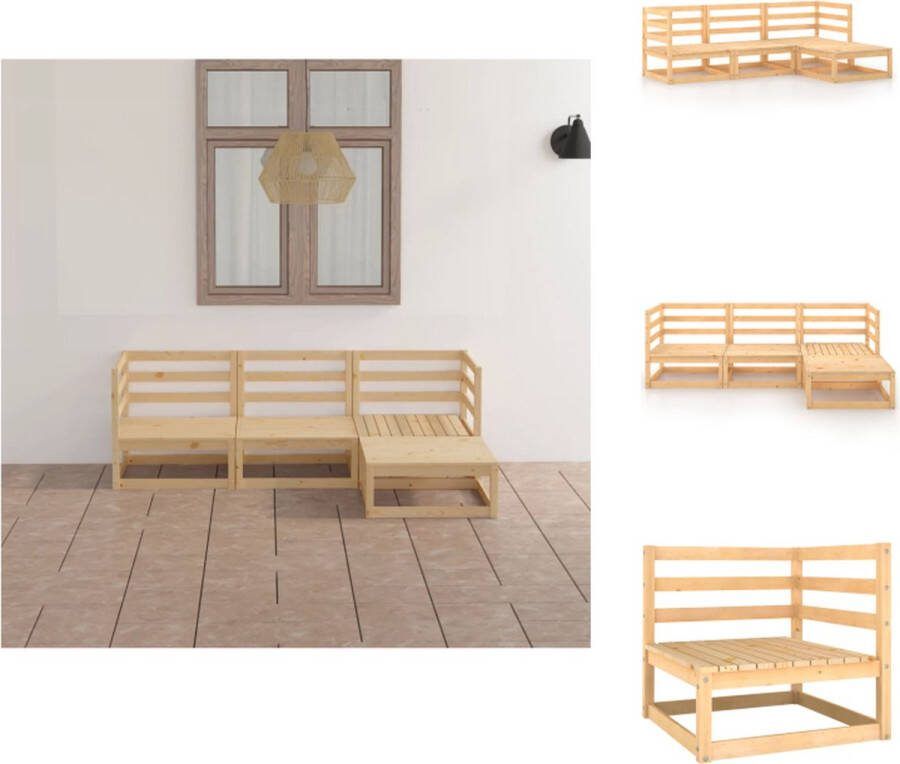VidaXL Loungeset Massief grenenhout 70 x 70 x 67 cm Midden hoekbank Voetenbank Tuinset