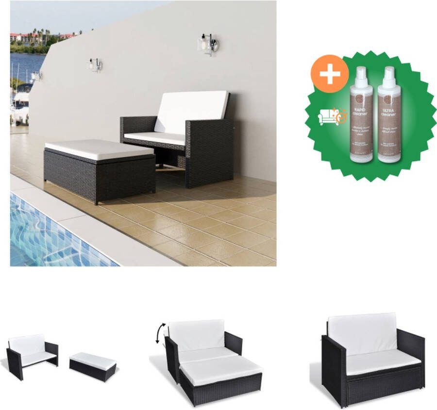 VidaXL Loungeset Modular 123x117x66 cm Zwart Gepoedercoat stalen frame PE rattan Loungebank Inclusief Onderhoudsset