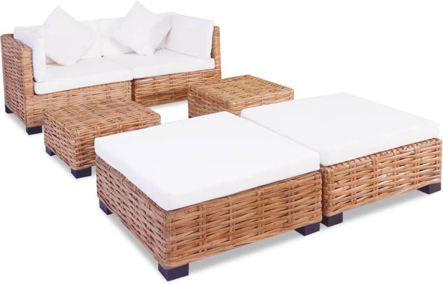 Vida XL Loungeset natuurlijk rattan 16-delig SKU: 244625