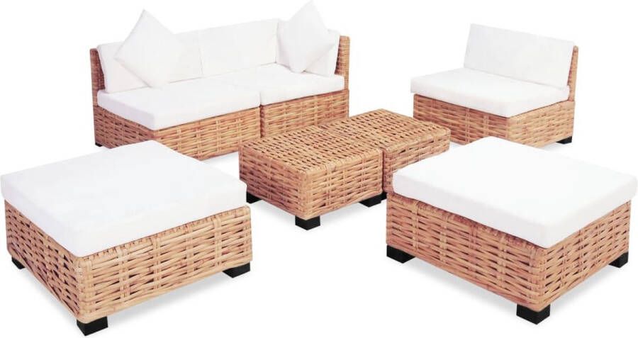 vidaXL Loungeset natuurlijk rattan 18-delig