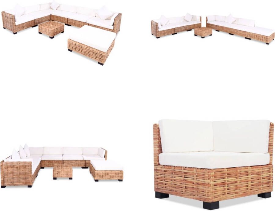 VidaXL Loungeset natuurlijk rattan 27-delig Bankset Banksets Bankenset Bankensets