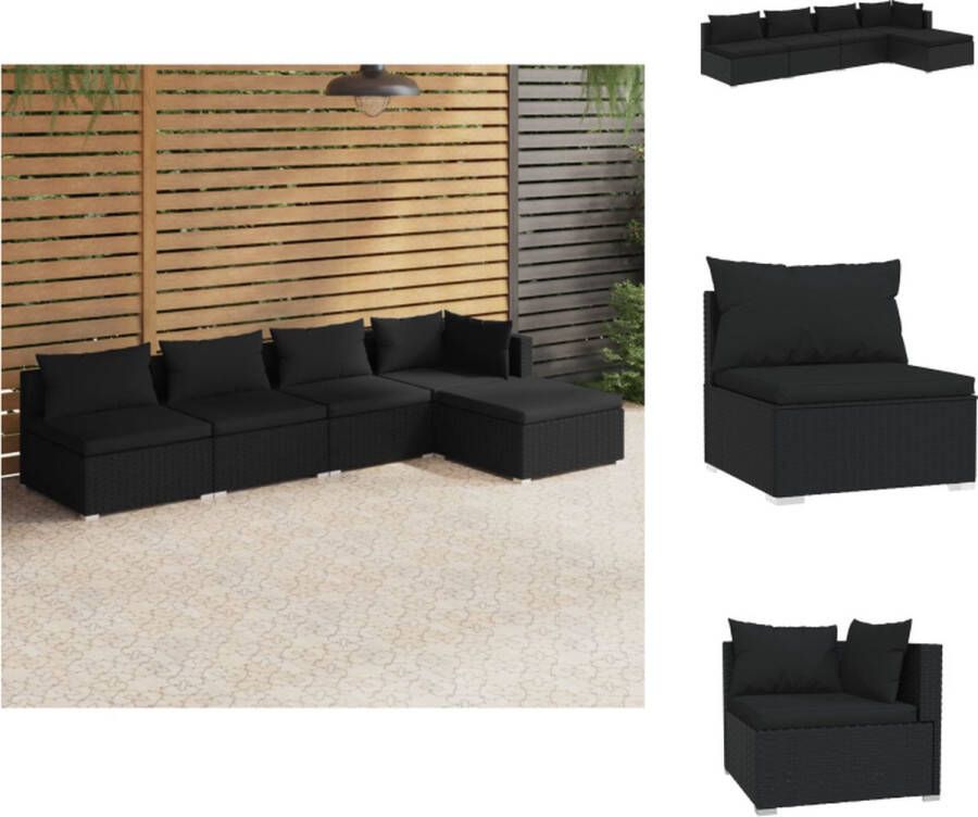 VidaXL Loungeset PE Rattan Zwart Hoekbank 70x70x60.5cm Stoelen 70x63x30cm Kussens 63x63x6cm Modular Montage vereist Inclusief 5 zitkussens en 5 rugkussens Tuinset