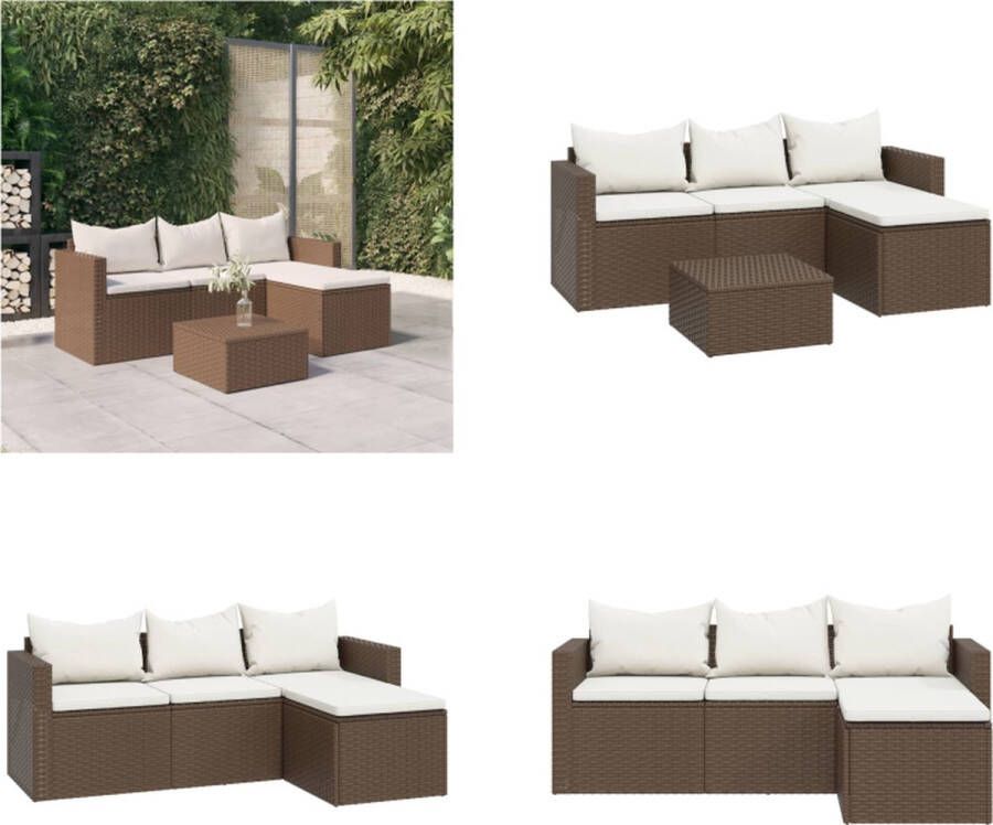 VidaXL Loungeset poly rattan bruin Loungeset Loungesets Loungeset Tuin Loungebank Tuin