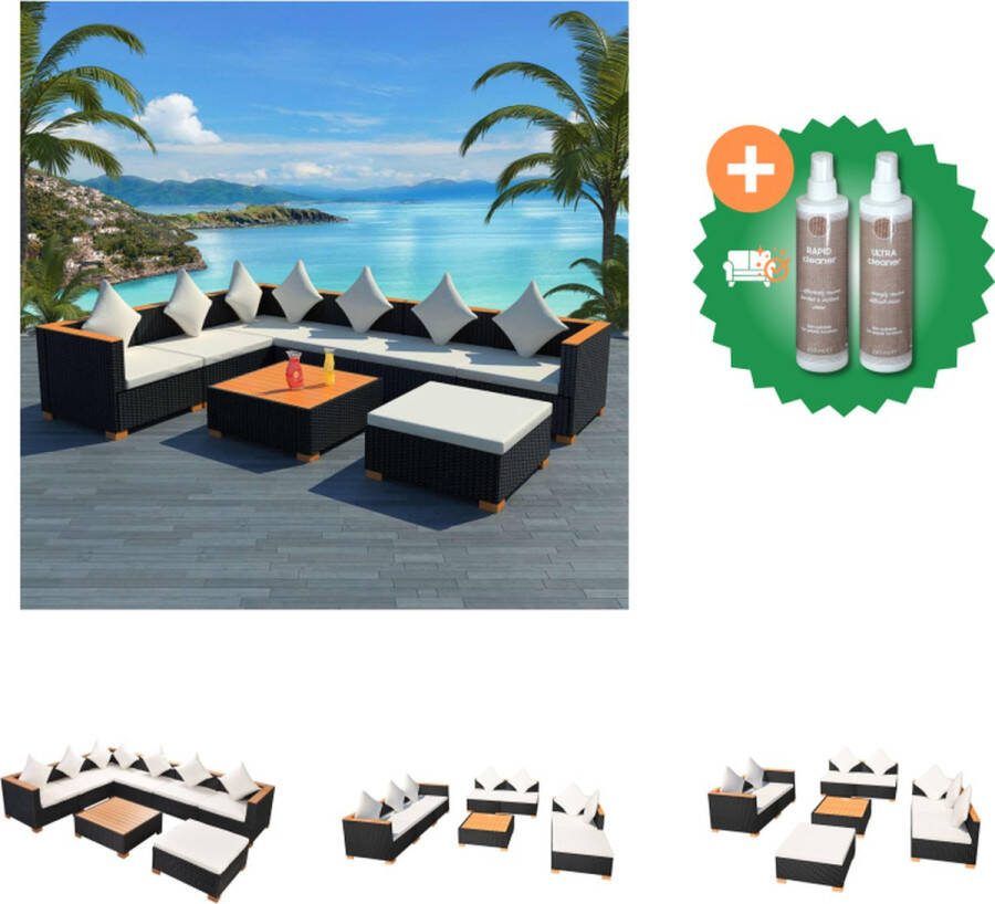 VidaXL Loungeset Rattan Modulair Bruin Hoekbank 69.5x69.5x57.5 ??cm Middenbank 69.5x69.5x57.5 cm Voetenbank 69.5x69.5x29 cm Salontafel 74x74x29 cm Inclusief kussens Tuinset Inclusief Onderhoudsset