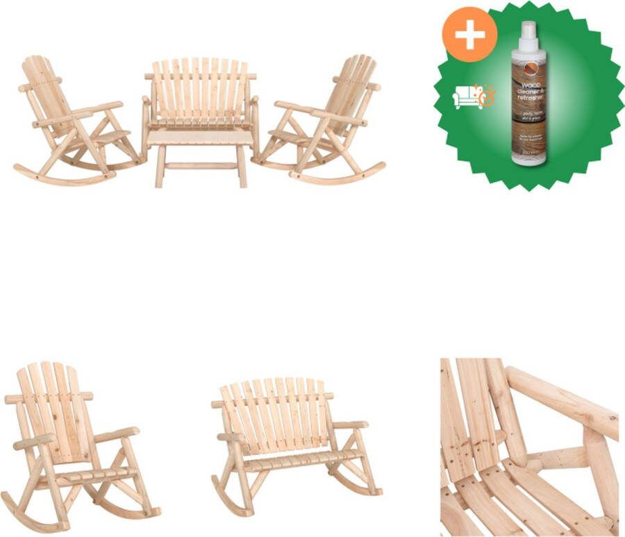 VidaXL Loungeset Schommelbank en Schommelstoelset Massief vurenhout Adirondack stijl 69x96x101 cm 123x96x102 cm Draagvermogen 110 kg 90x50x41 cm tafel Montage vereist 4-delig Tuinset Inclusief Houtreiniger en verfrisser