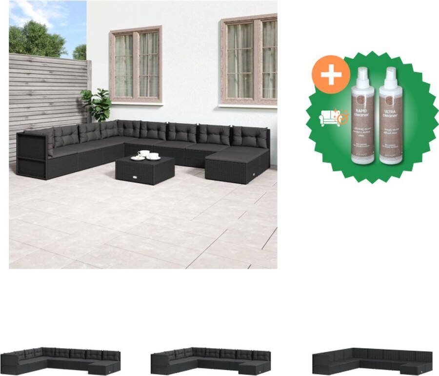 VidaXL Loungeset Zwart PE-rattan en gepoedercoat staal Modulair ontwerp Verstelbare zitting Comfortabele zitkussens Tuinset Inclusief Onderhoudsset