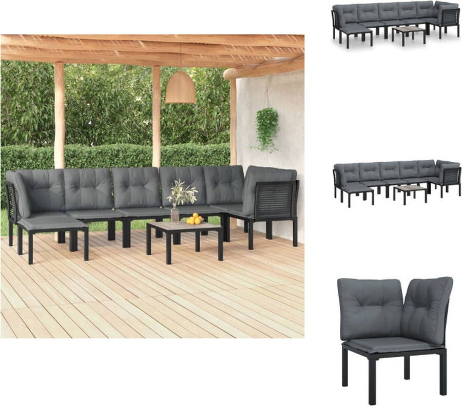 VidaXL Loungeset zwart tafel 55x55x31 cm hoekstoel 62x62x68 cm enkele stoel 55x62x68 cm voetenbank 55x55x34.5 cm Tuinset