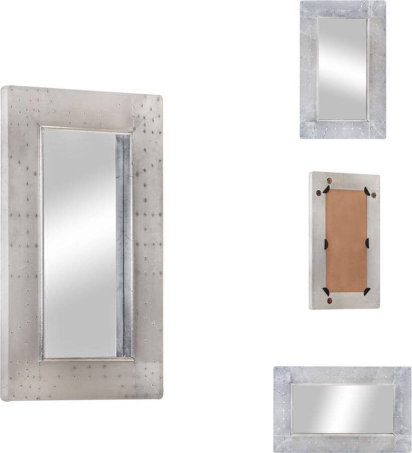 VidaXL Luchtvaartspiegel Halspiegel Metaal Zilver 80x50x4cm Spiegel