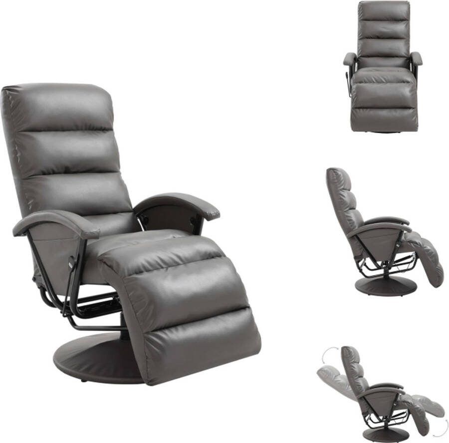VidaXL Luie Stoel Kunstleer 65 x 101 x 100 cm Verstelbaar Grijs Fauteuil