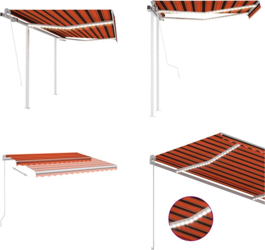 VidaXL Luifel automatisch met LED en windsensor 3-5x2-5 m oranje bruin Uitschuifbare Luifel Uitschuifbare Luifels Uittrekbare Luifel Uittrekbare Luifels