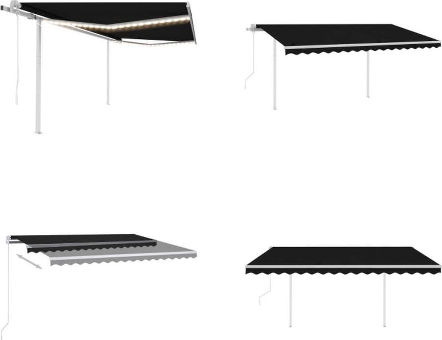 VidaXL Luifel automatisch met LED en windsensor 4-5x3-5 m antraciet Uitschuifbare Luifel Uitschuifbare Luifels Uittrekbare Luifel Uittrekbare Luifels