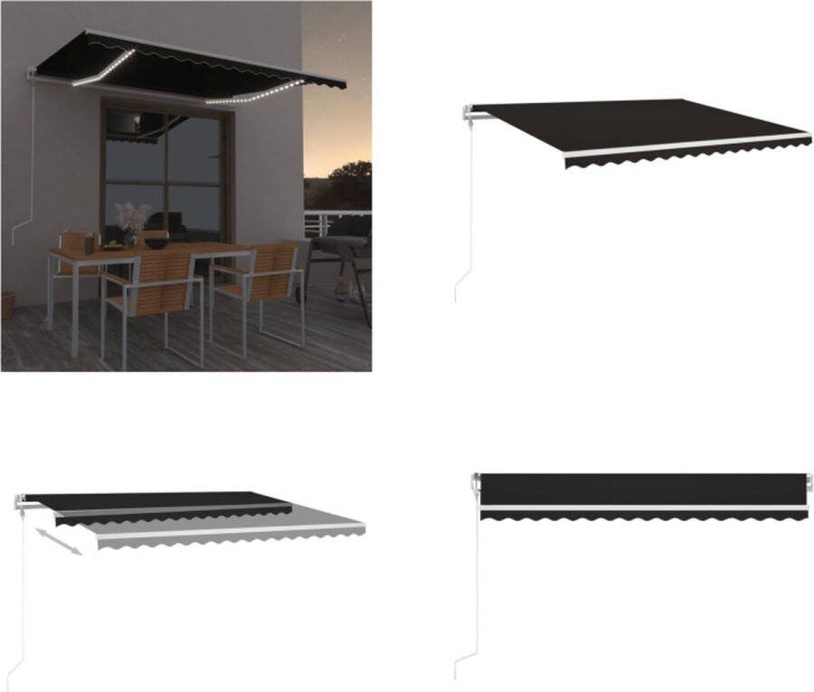 VidaXL Luifel automatisch met LED en windsensor 450x350 cm antraciet Uitschuifbare Luifel Uitschuifbare Luifels Uittrekbare Luifel Uittrekbare Luifels