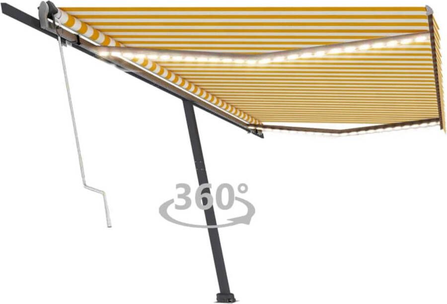 VidaXL -Luifel-automatisch-met-LED-en-windsensor-500x300-cm-geel-en-wit