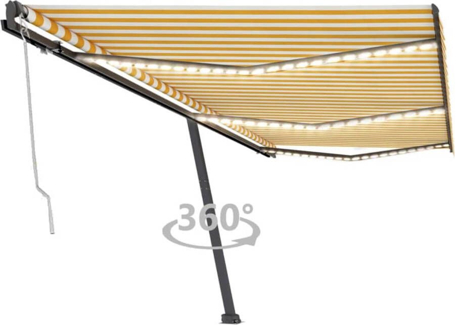 VidaXL -Luifel-automatisch-met-LED-en-windsensor-600x300-cm-geel-en-wit