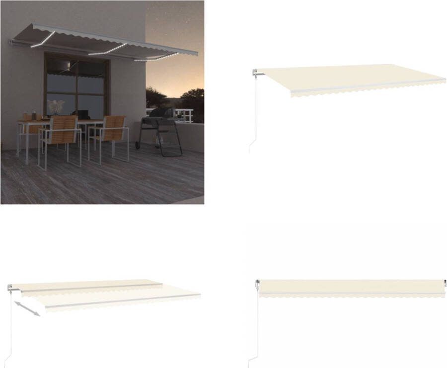 VidaXL Luifel automatisch met LED en windsensor 600x350 cm crèmekleur Uitschuifbare Luifel Uitschuifbare Luifels Uittrekbare Luifel Uittrekbare Luifels