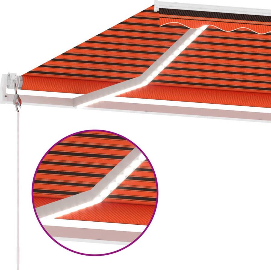 VidaXL -Luifel-automatisch-met-LED-windsensor-450x300-cm-oranje-bruin