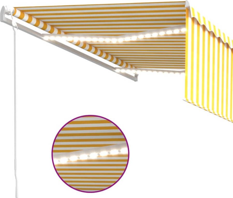 VidaXL -Luifel-automatisch-met-rolgordijn-en-sensor-4 5x3-m-geel-en-wit