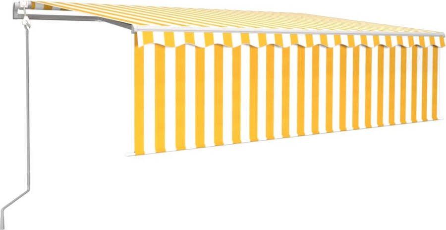 VidaXL Luifel automatisch rolgordijn LED windsensor 5x3 m geel en wit