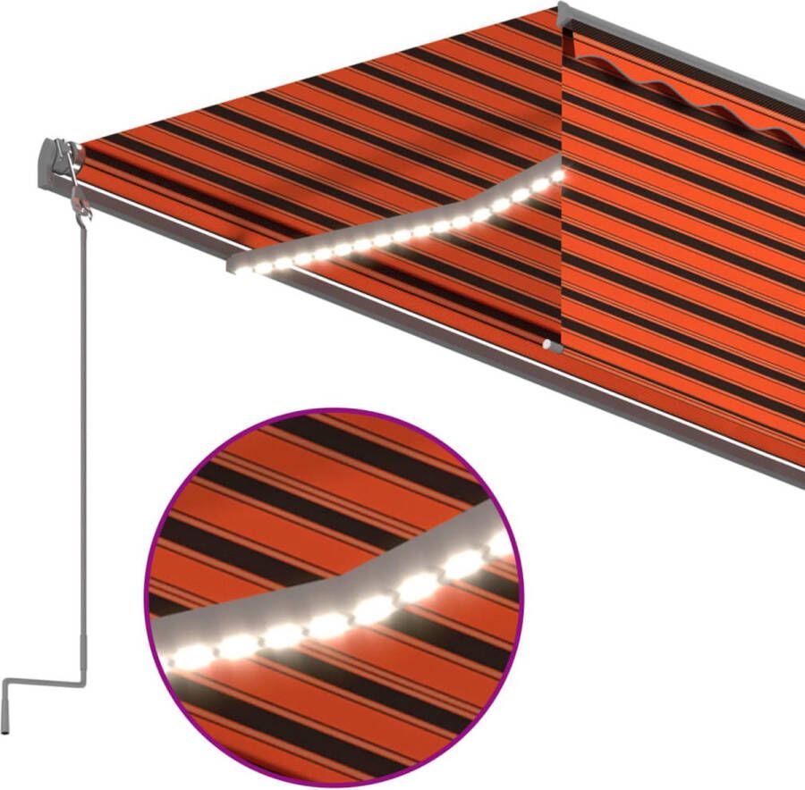 VidaXL -Luifel-automatisch-rolgordijn-LED-windsensor-6x3-m-oranje-bruin