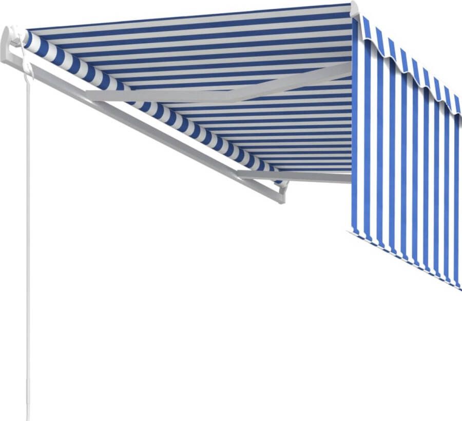 VidaXL -Luifel-automatisch-uittrekbaar-met-rolgordijn-3x2 5-m-blauw-wit