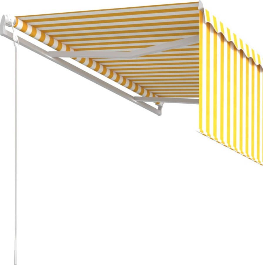 VidaXL -Luifel-automatisch-uittrekbaar-met-rolgordijn-3x2 5-m-geel-wit