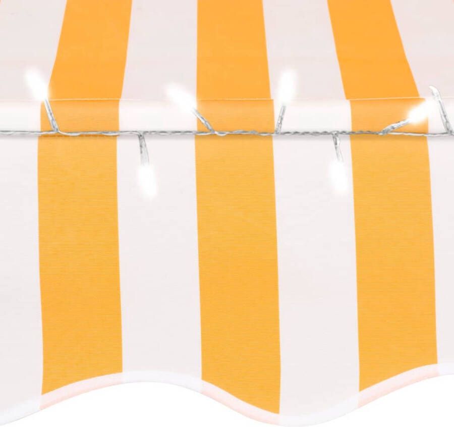 VidaXL -Luifel-handmatig-uitschuifbaar-met-LED-350-cm-wit-en-oranje