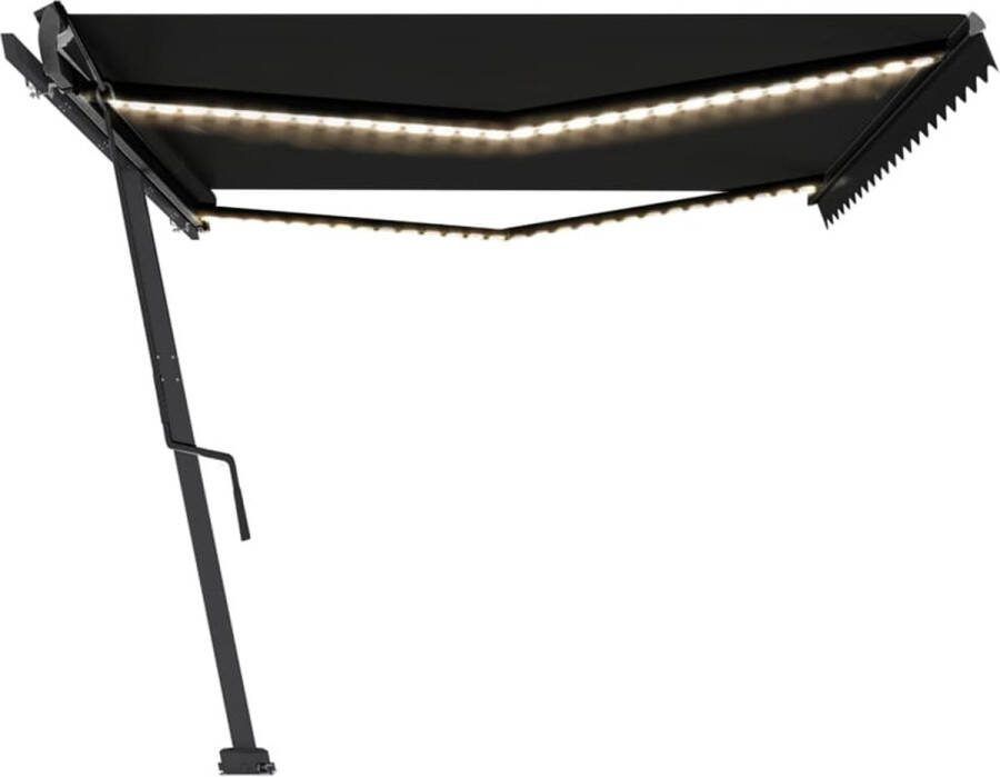 VidaXL Luifel handmatig uittrekbaar met LED 500x300 cm antracietkleur