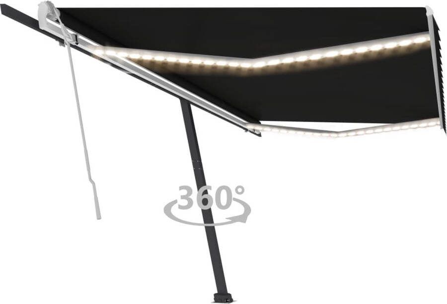 VidaXL Luifel handmatig uittrekbaar met LED 500x350 cm antracietkleur