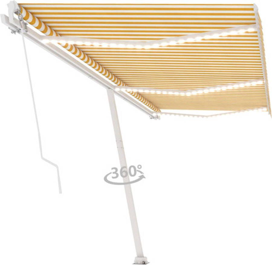 VidaXL Luifel handmatig uittrekbaar met LED 600x300 cm geel en wit