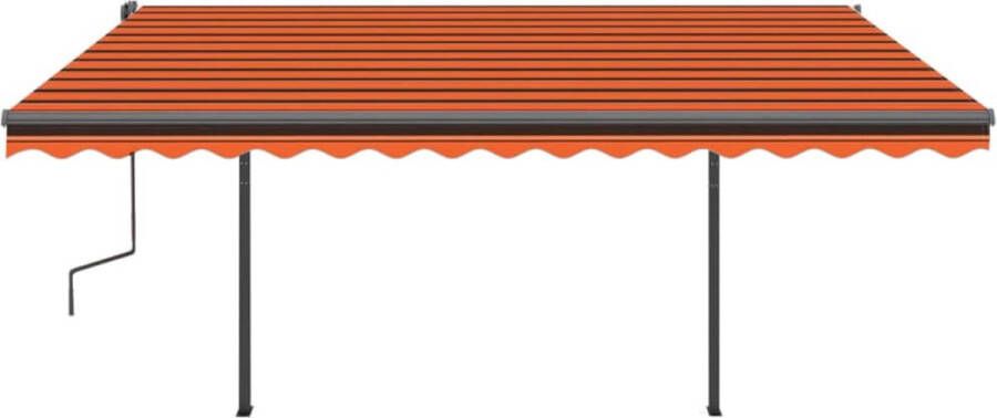 VidaXL -Luifel-handmatig-uittrekbaar-met-palen-4x3-m-oranje-en-bruin