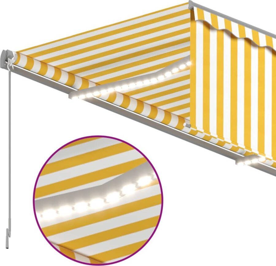 VidaXL Luifel handmatig uittrekbaar rolgordijn LED 3 5x2 5 m geel wit