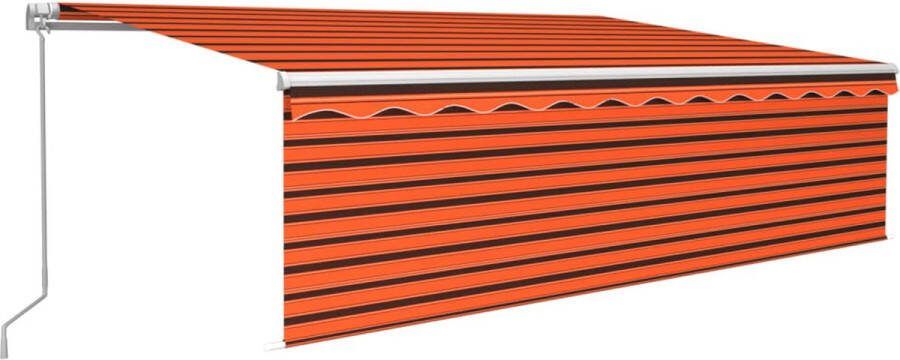 VidaXL Luifel handmatig uittrekbaar rolgordijn LED 5x3 m oranje bruin
